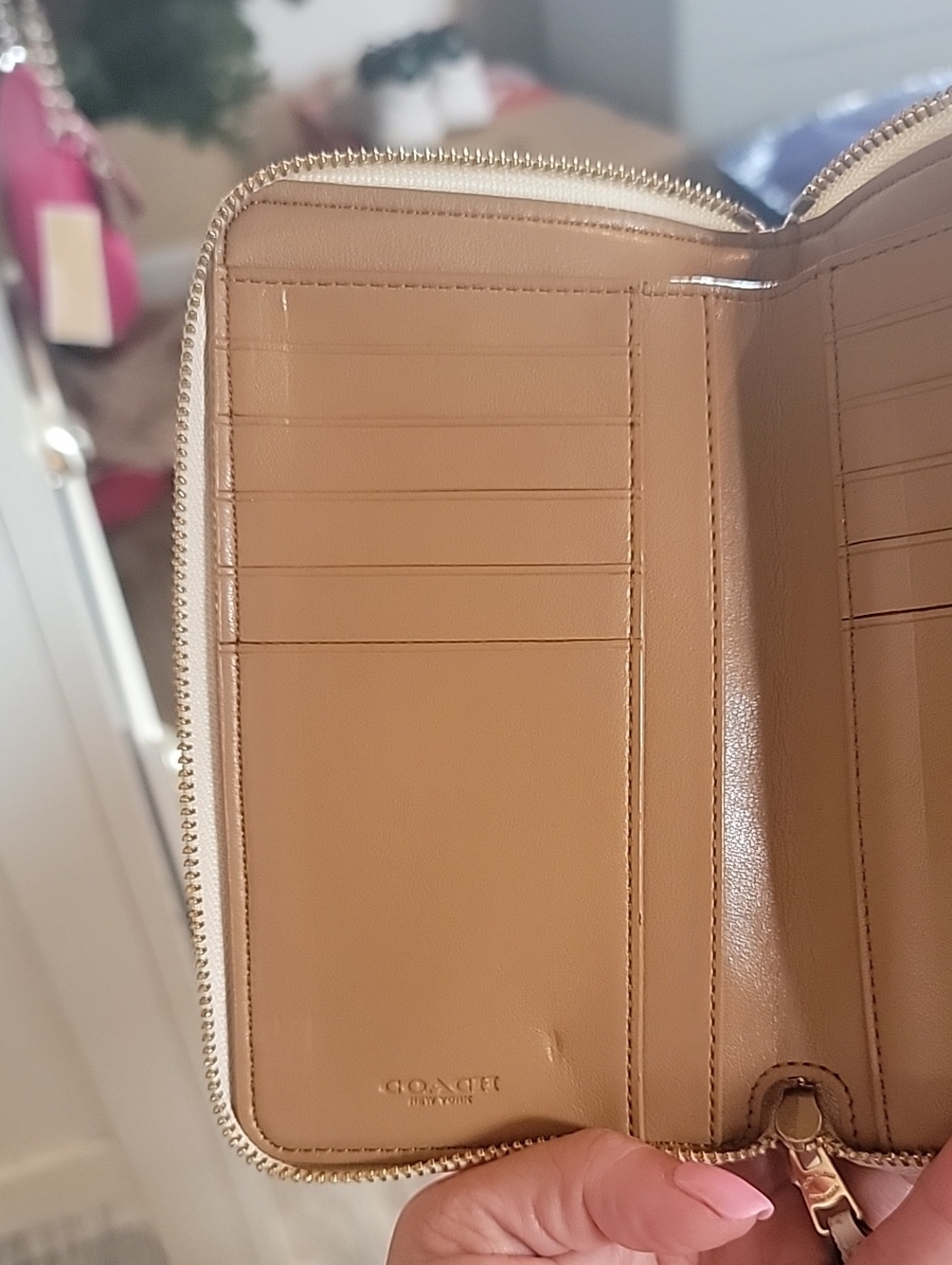 Coach Cream Zip-Around Wallet with Pink And Purple Floral Motif - Picture 13 of 17
